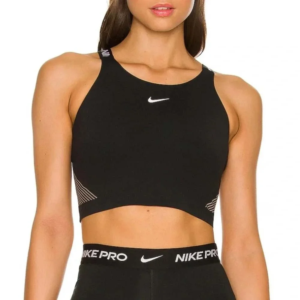 Nike Pro Dri-Fit Shelf Bra Cropped Tank Top Size XS Black